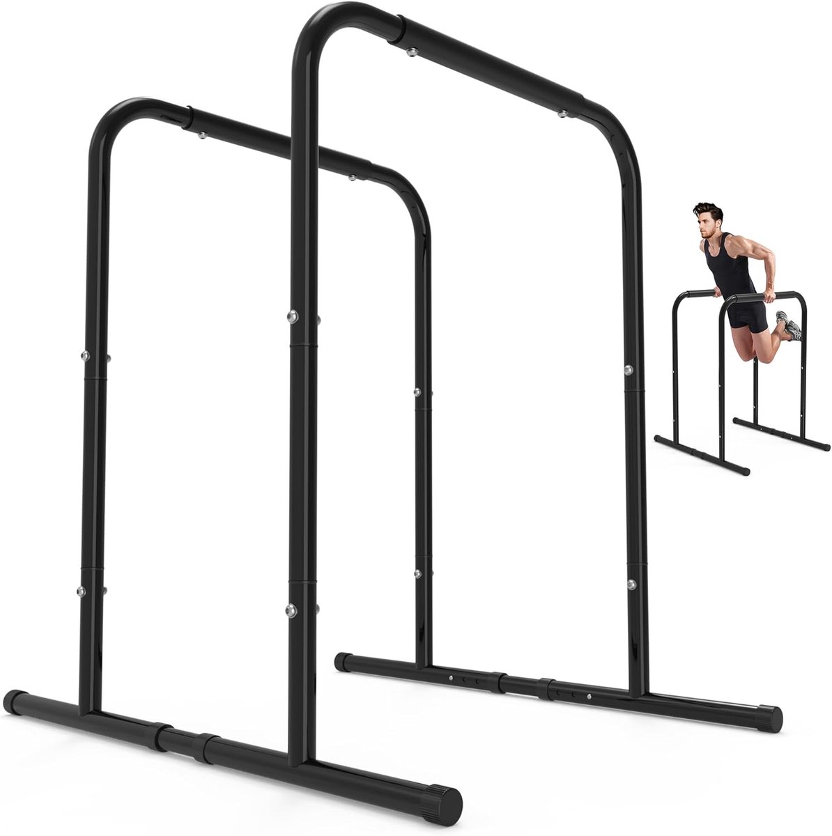 leikefitness Pull Up Dip Station Strength Training Dip Stands Station Tricep Dips Push-Ups For Home Gym - ShopVlot