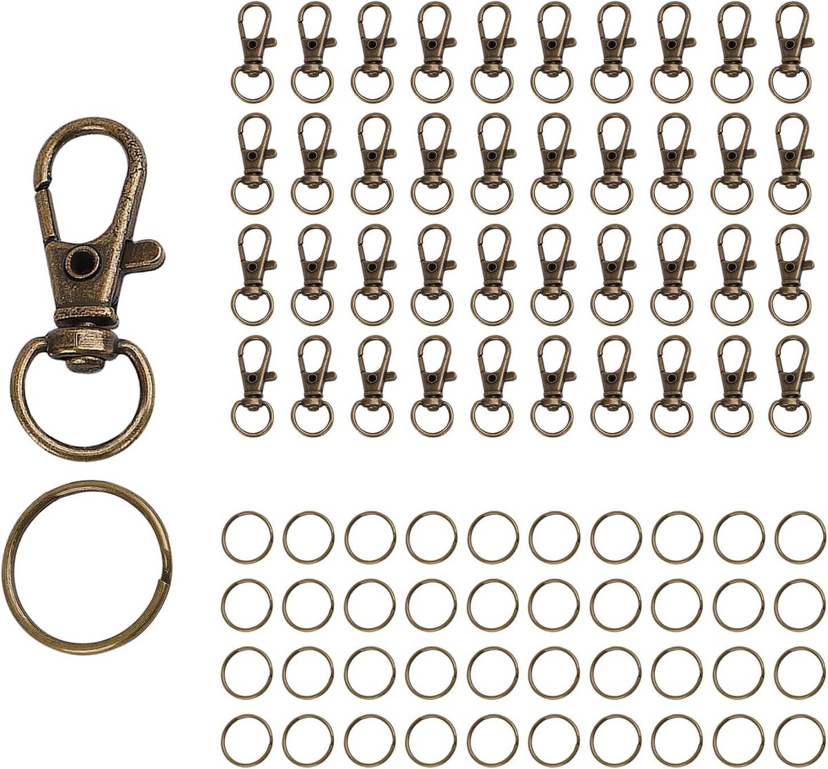 Key Ring Small 80 Pieces Carabiner Hooks Key Chains Craft Making Rings Carabiner with Swivel Hinge (Retro Colour) - ShopVlot