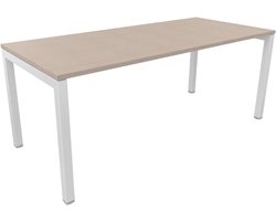 FBasic Desk Desk Desk White Metal Frame and Oak Sheet 180 x 80 x 74 cm - ShopVlot