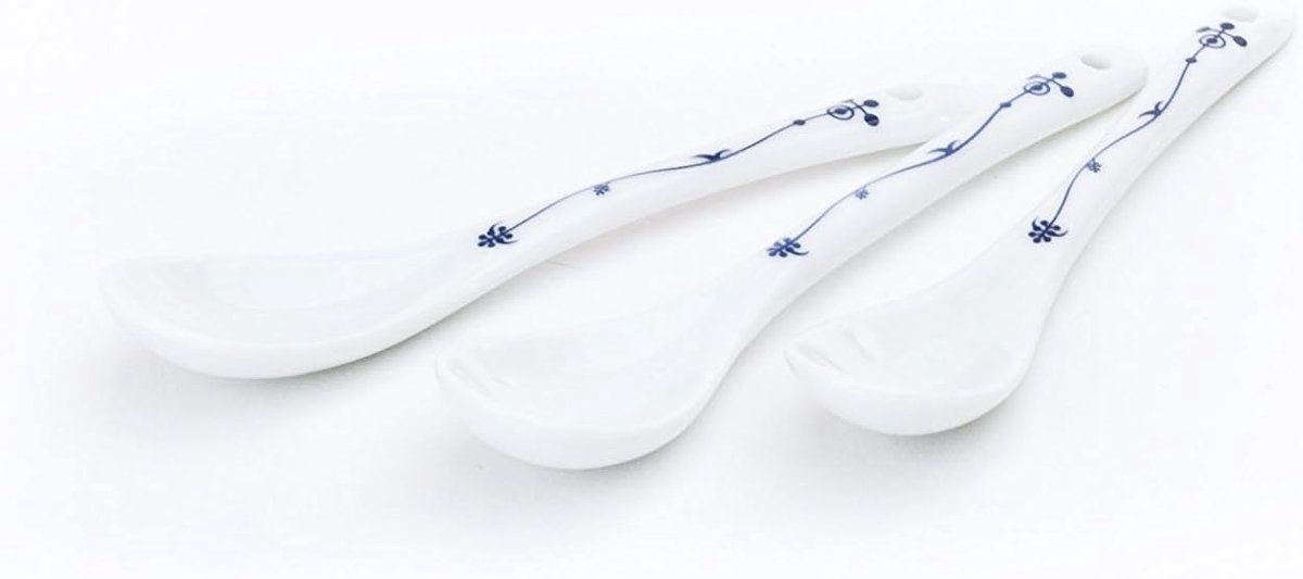Set of 3 Wilhahn (formerly Ocean Line ) Spoons Egg Spoon Indian Blue/Straw Flower Porcelain - ShopVlot