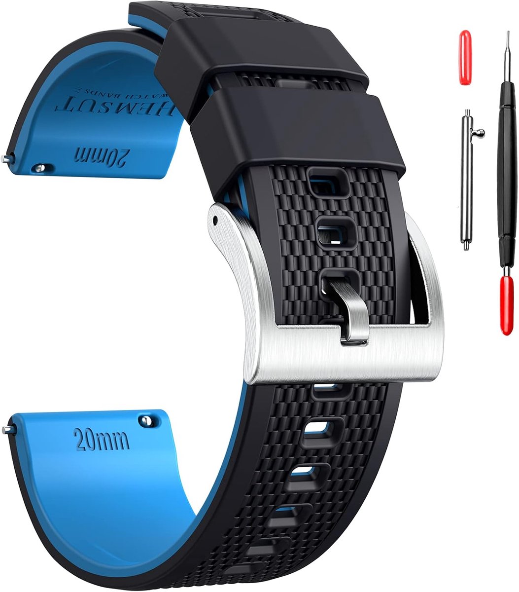 Hemsut Silicone Watch Bands, 18mm 20mm 22mm Quick Release Rubber Watch Strap for Men Women Soft Replacement, 10 Colors - ShopVlot