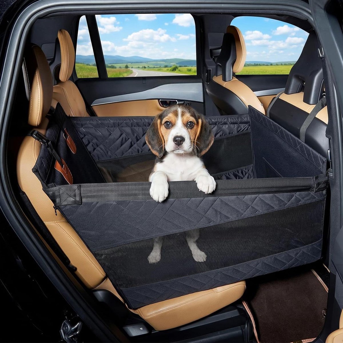 Honden Autostoel - Hondenmand Auto - Veilig Reizen - Extra Stevig Ontwerp - 56x56x56 cm - Zwart