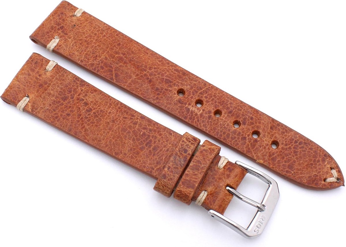 Sulla Rios1931 Sagittarius Rustic Vintage Cowhide Leather Watch Strap Handmade in Germany Robust Light Brown 19mm - ShopVlot