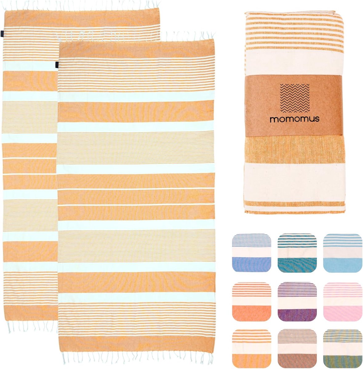 MOMOMUS Set van 2 fouta XL of strandhanddoek van 100% katoen, absorberend, ultrazacht, compact, strandlaken met - ShopVlot
