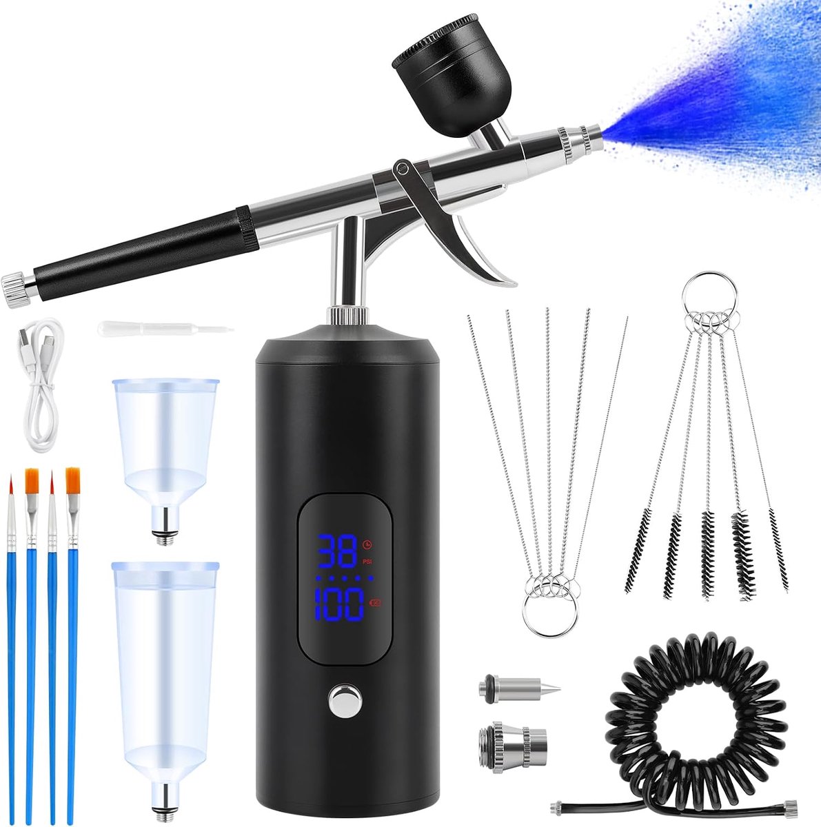 Kalolary 38PSI Airbrush Set with Rechargeable Wireless Compressor, High Pressure Airbrush Compressor for Hairdressers - ShopVlot