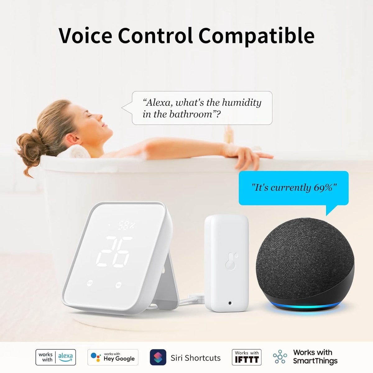 WLAN Hygrometer, Temperature and Humidity Sensor, Notification Alarm, App Tuya and Smart Life, Data Storage - ShopVlot