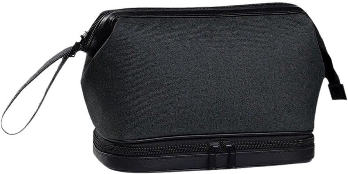 Men's Toiletry Bag, Waterproof Toiletry Bag, Shaver Organiser, with Handle, Wet/Dry Compartment, Oxford Fabric, Small - ShopVlot