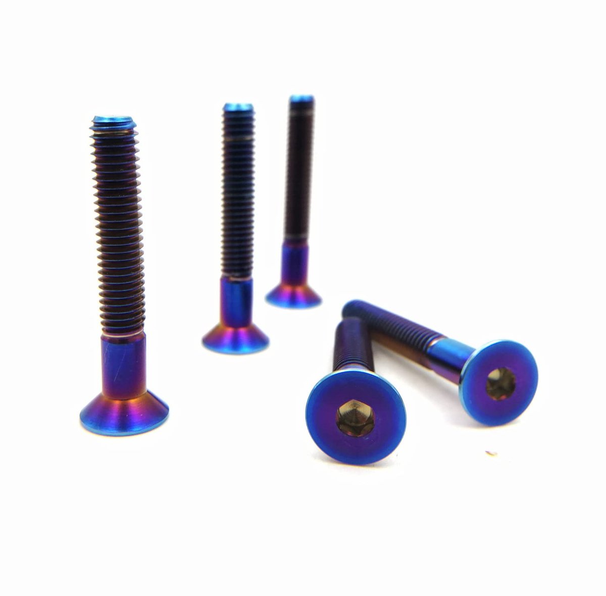 RISON Titanium Bolts M5 x 0.8 x 30mm Hex Socket Countersunk Head Screws GR5 Flat Head Bolts Burned Blue Titanium - ShopVlot