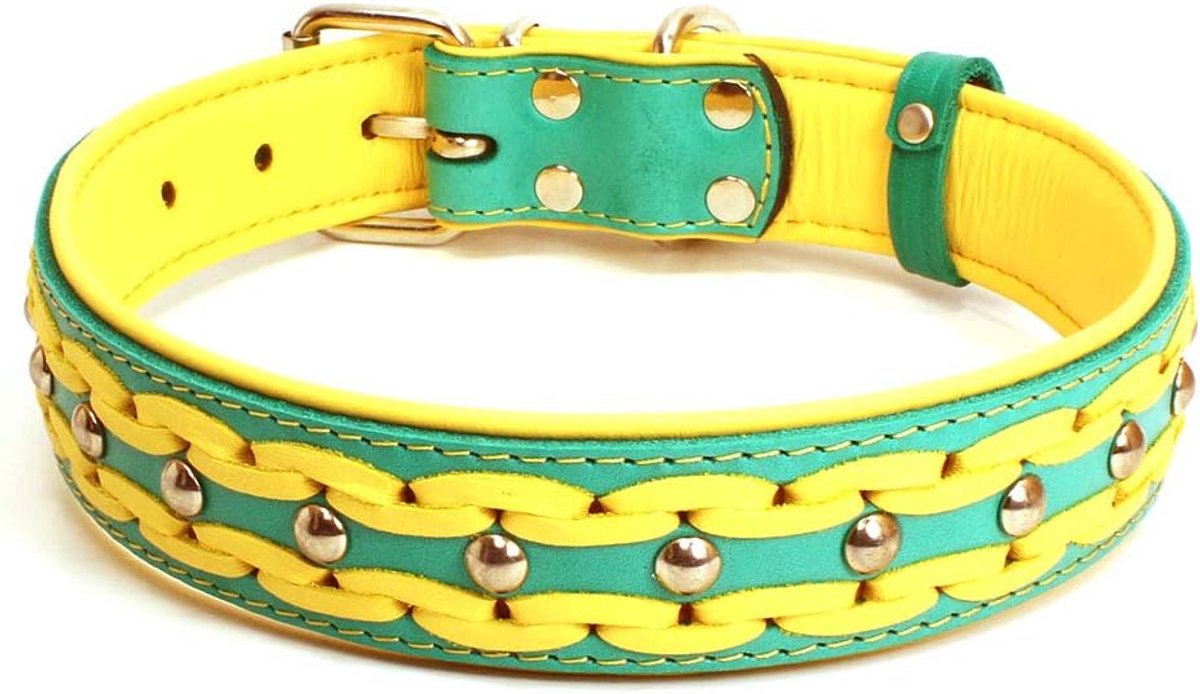 Unbekannt Sulla Dog Collar Made of Genuine Leather, Quilted Dog Collar in Fashionable Colours, Braided Dog Collar, M - ShopVlot