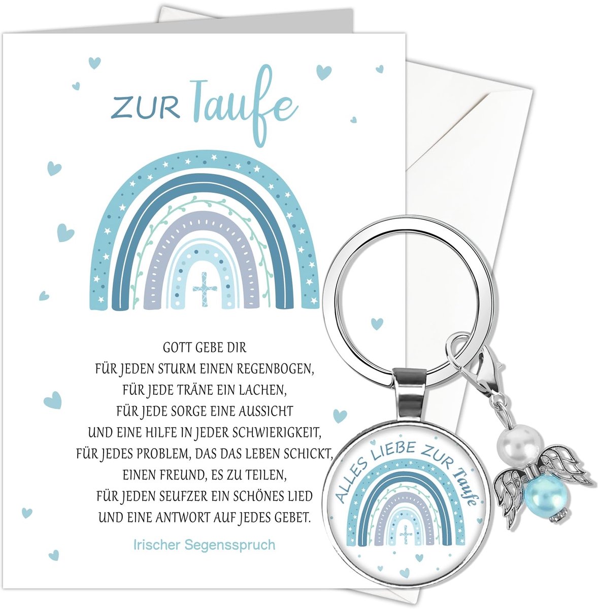 Solidchoice - Wenskaart Doop Jongen met Sleutelhanger
