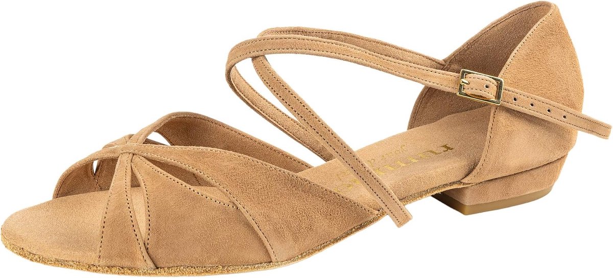 Rummos Ladies Dance Shoes Lola 027 - Nubuck LigBrown - normal width - 2 cm Bloc Heel - Made in Portugal - ShopVlot