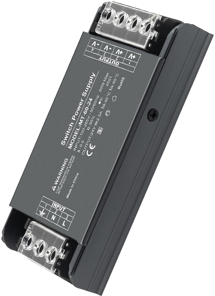 LED Transformer 24V 60W 2.5A LED Power Supply 230V to 24V DC Compact and Robust for LED lamps and strips - ShopVlot