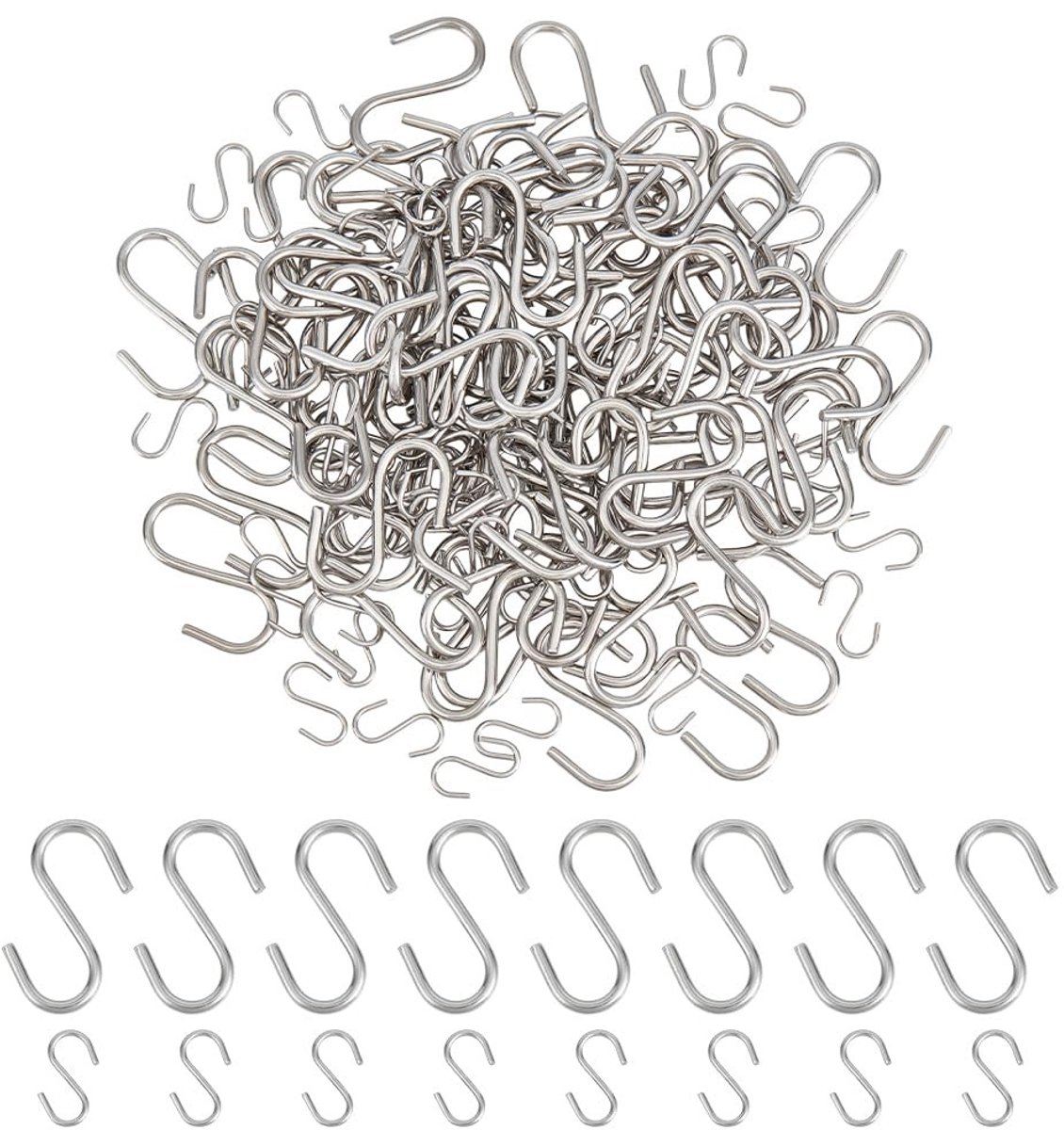 Solidchoice - 160 Stuks Mini S-Haken - Roestvrijstalen Ophanghaken voor Ambachten