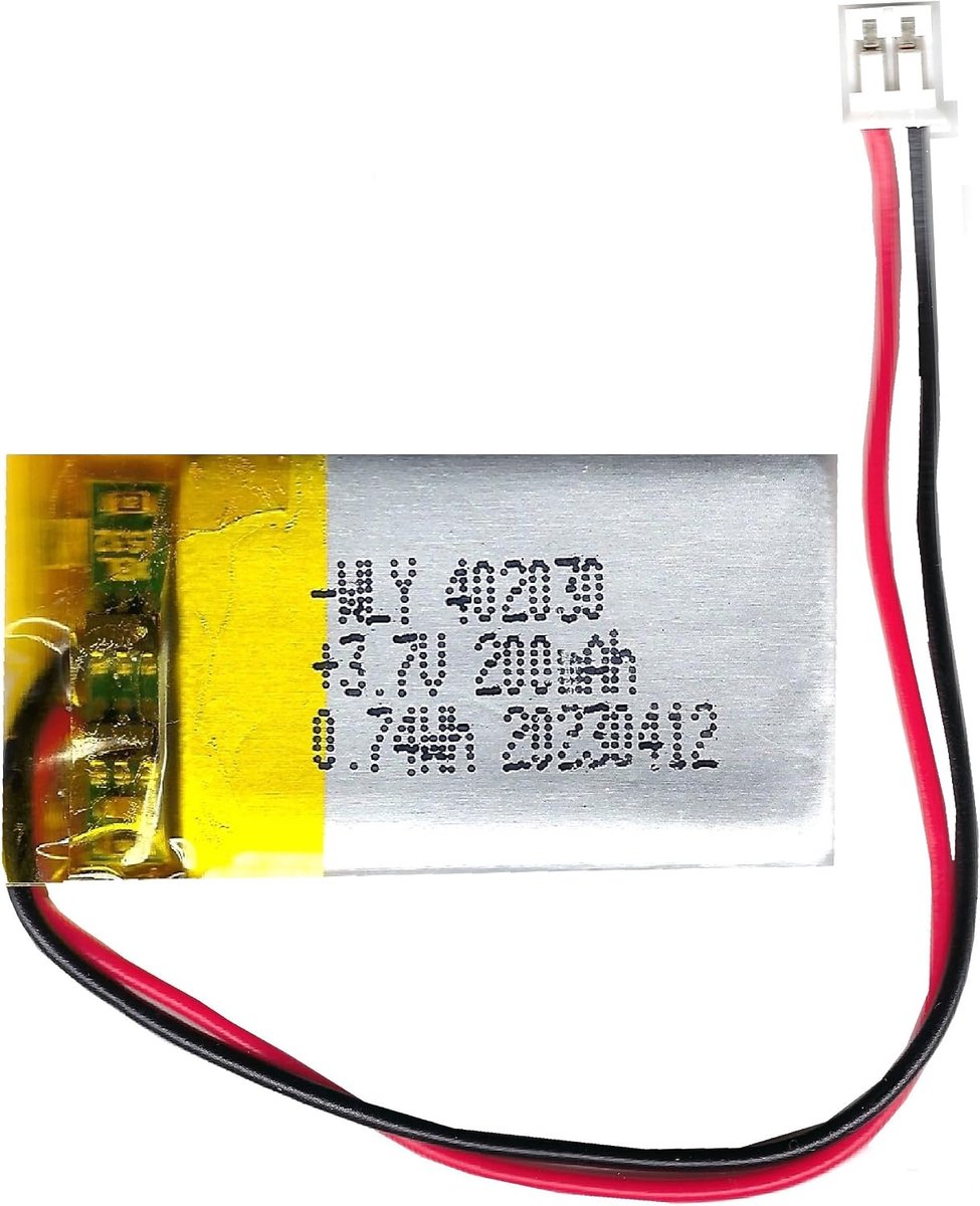 LIPO 3.7V battery 200mAh polarity: left red/right black JST-PH 2.0 plug - ShopVlot