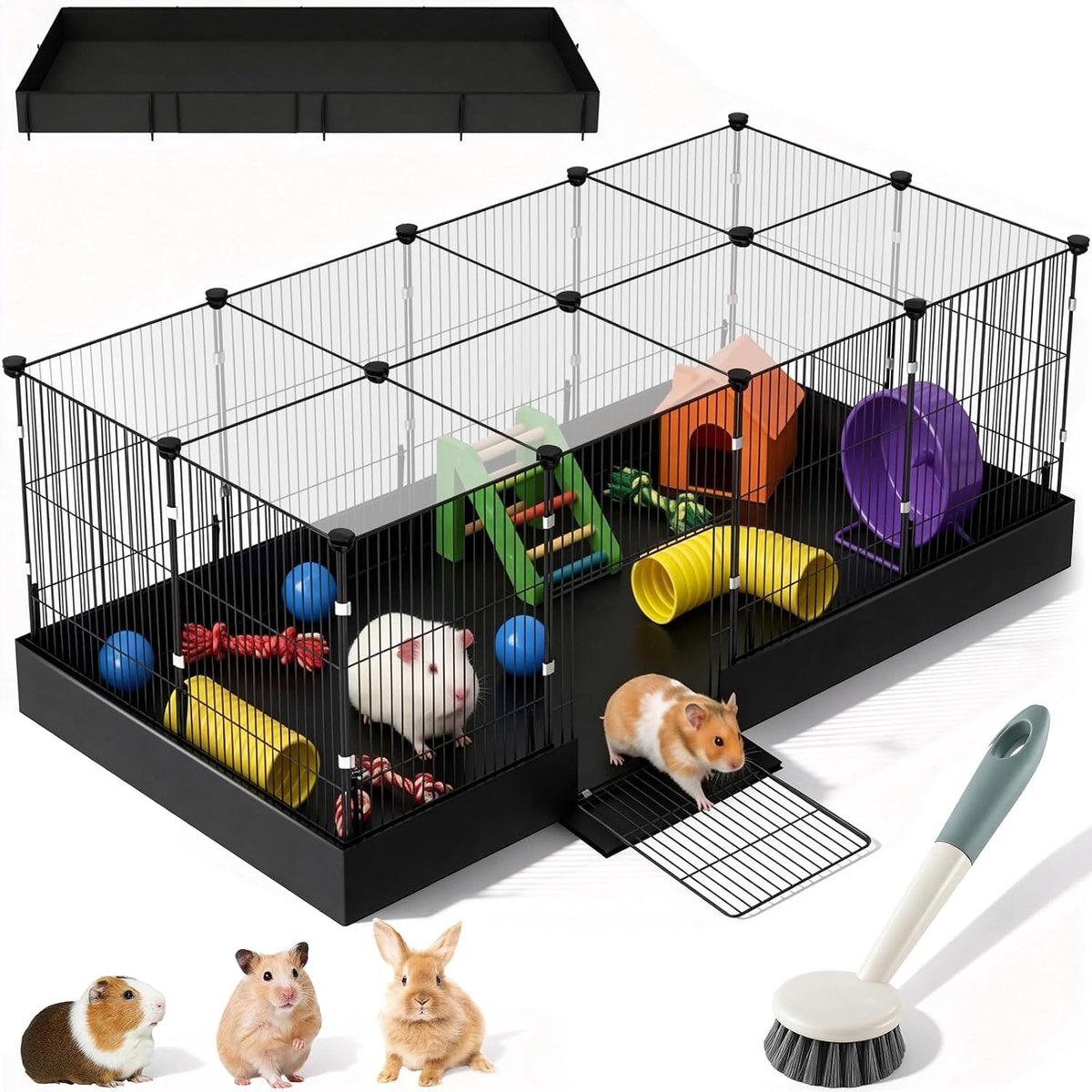 Small Animal Enclosure Cat Hutch Indoor Rabbit Cage with Top Cover & Waterproof Ground Feeding Small Animal Hutch 48 x - ShopVlot