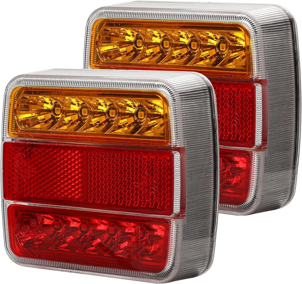 2Pcs LED Trailer Tail Lights, 12V Universal Truck Tail Light Taillights with License Plate Light Rear Reflector - ShopVlot