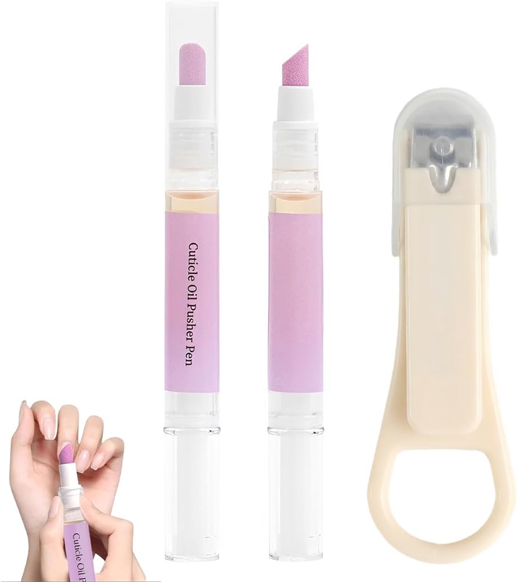 2 delige 2-in-1 nagelriemenduwers, draagbare keramiek met olie voor droge en gebarsten nagelriemen voor hangnagels - ShopVlot