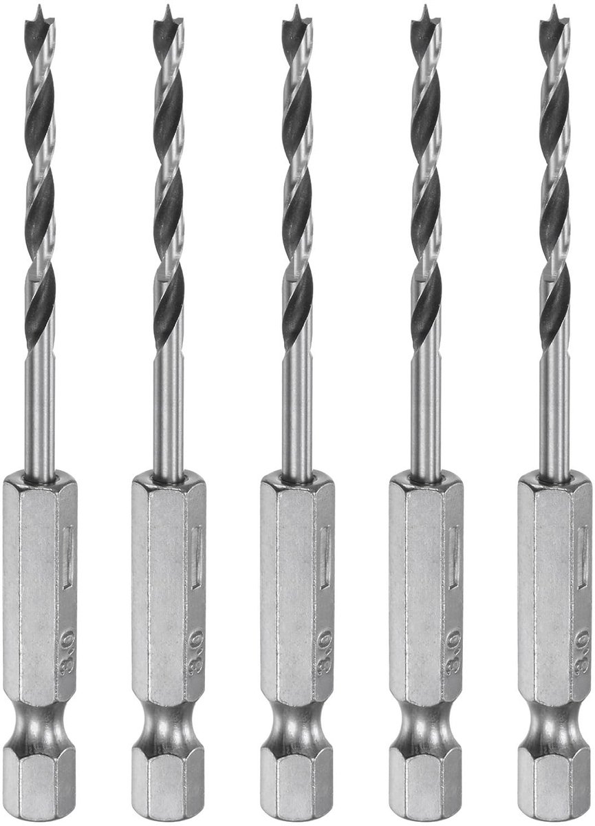 Solidchoice - Set van 5 Brad Point Houtboren 3 mm voor Houtbewerking