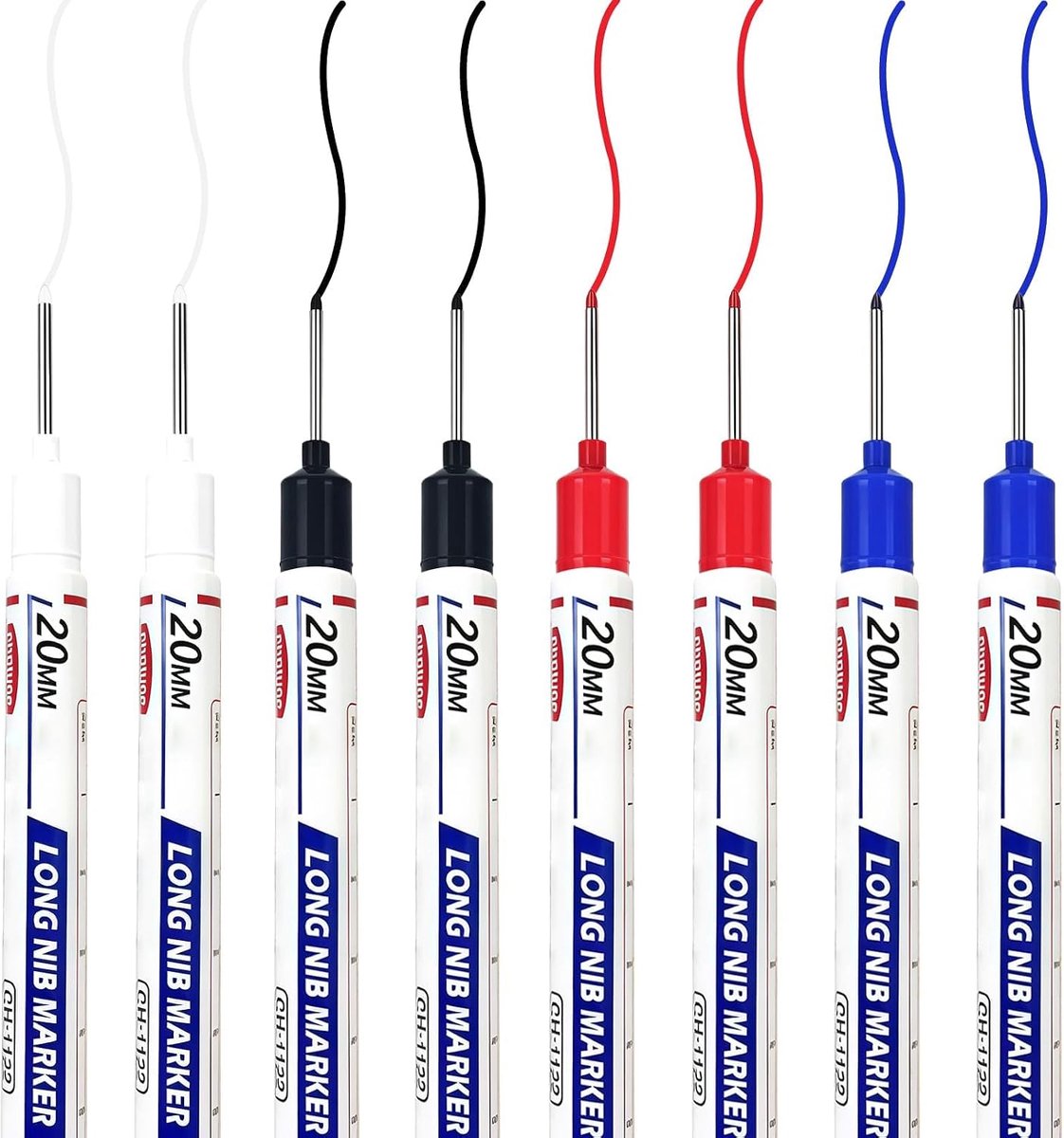 8 Pieces Deep Hole Markers, Carpenter Markers, Waterproof Highlighters with Long Tip 20 mm, Precision Construction - ShopVlot