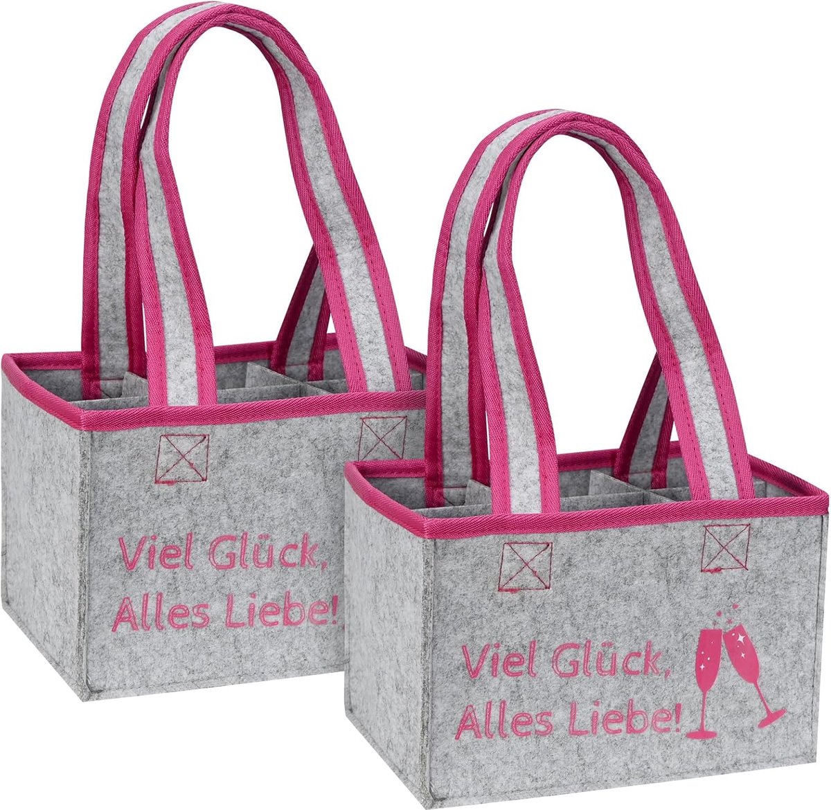 Pack of 2 Bottle Carriers, Bottle Bag, 6 Compartments, Tote Bag, Felt Bottles Bag, Reusable, Men's Handbag for Beer - ShopVlot