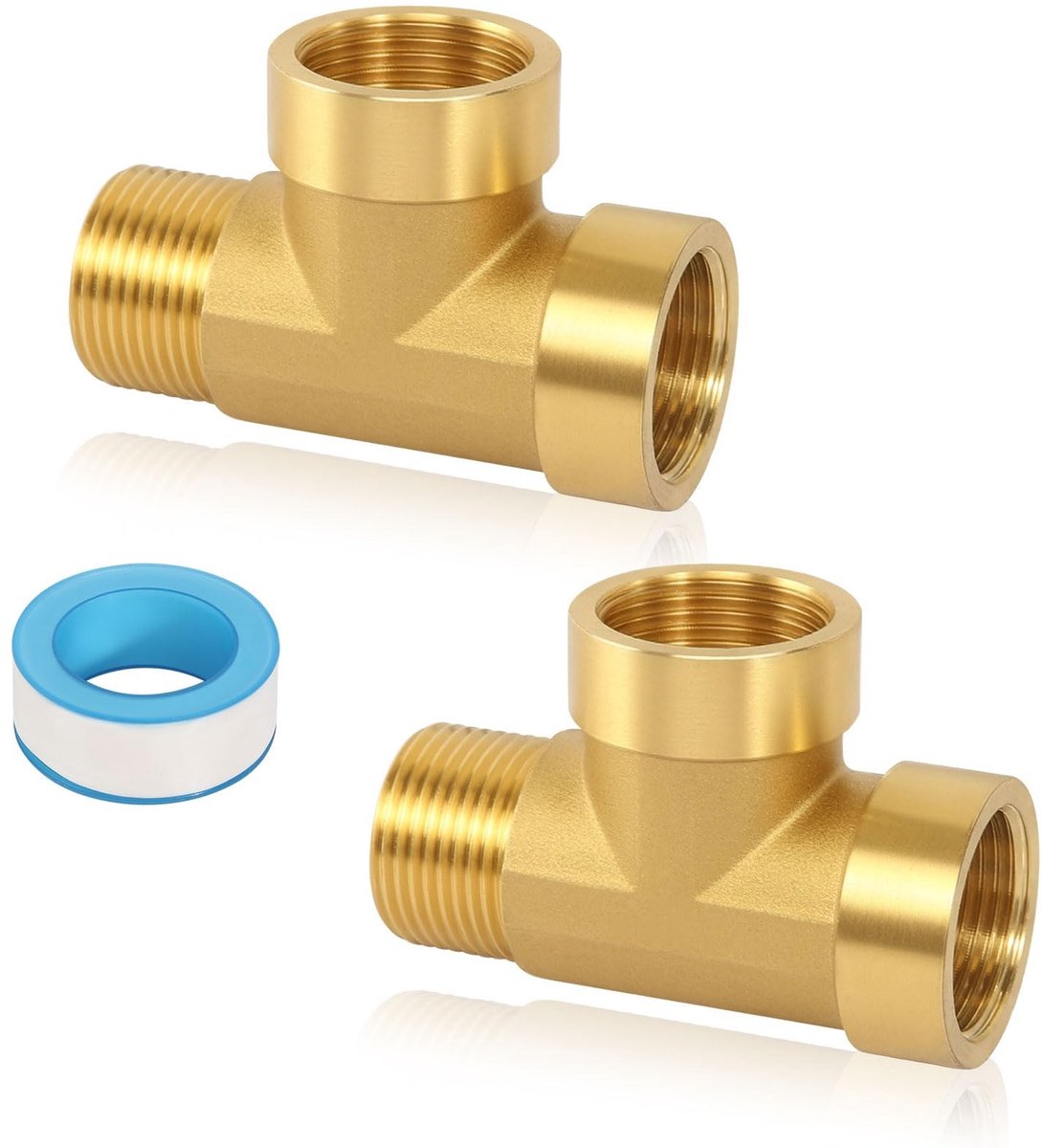 Solidchoice - Messing T-stuk 3/4 Inch, 2 Stuks Voor Wateraansluitingen