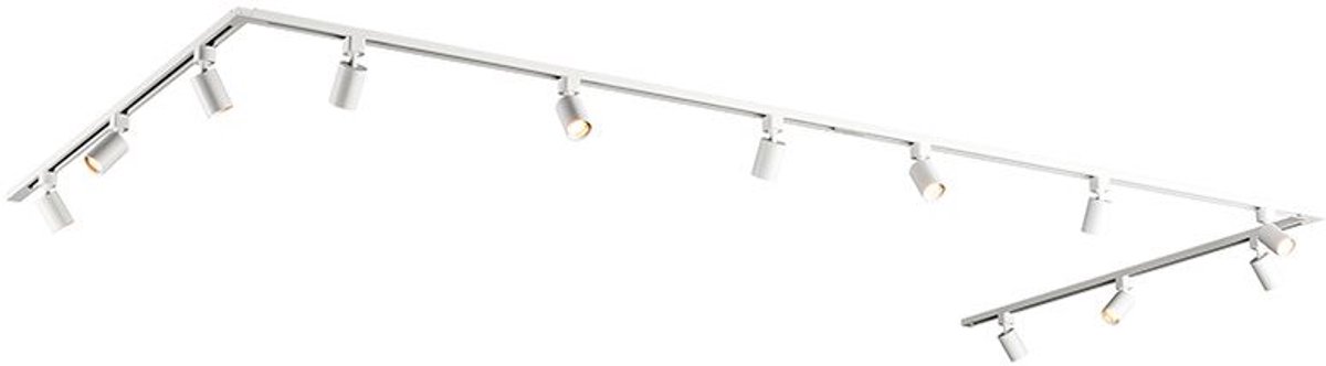 HOFTRONIC railverlichting pakket U-vorm – 6 meter railsysteem met 12 GU10 railspots – dimbaar – aluminium wit – IP20 – modulair – 230V – railverlichting woonkamer keuken