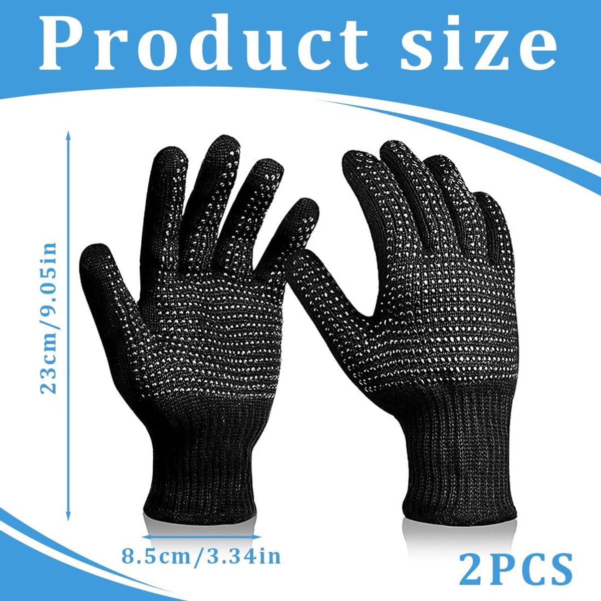 2 hittebestendige handschoenen, thermische beschermende handschoenen voor stijltangen en krultangen, hittebestendige handschoenen voor haarstylingtools (zwart)