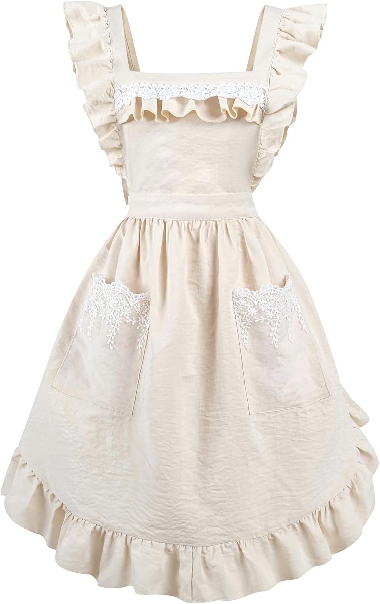 Schort Wit Lang - Retro Rimpel Zak Schort - Victoriaans Thema - Perfect voor Cosplay - ShopVlot