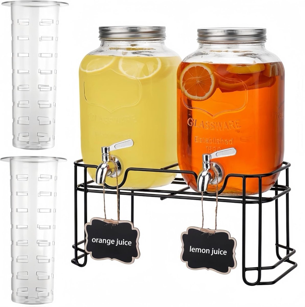Glazen Drankdispenser - Transparant - 4L - Met Standaard en Roestvrijstalen Kraan - Voor Feesten en Bruiloften