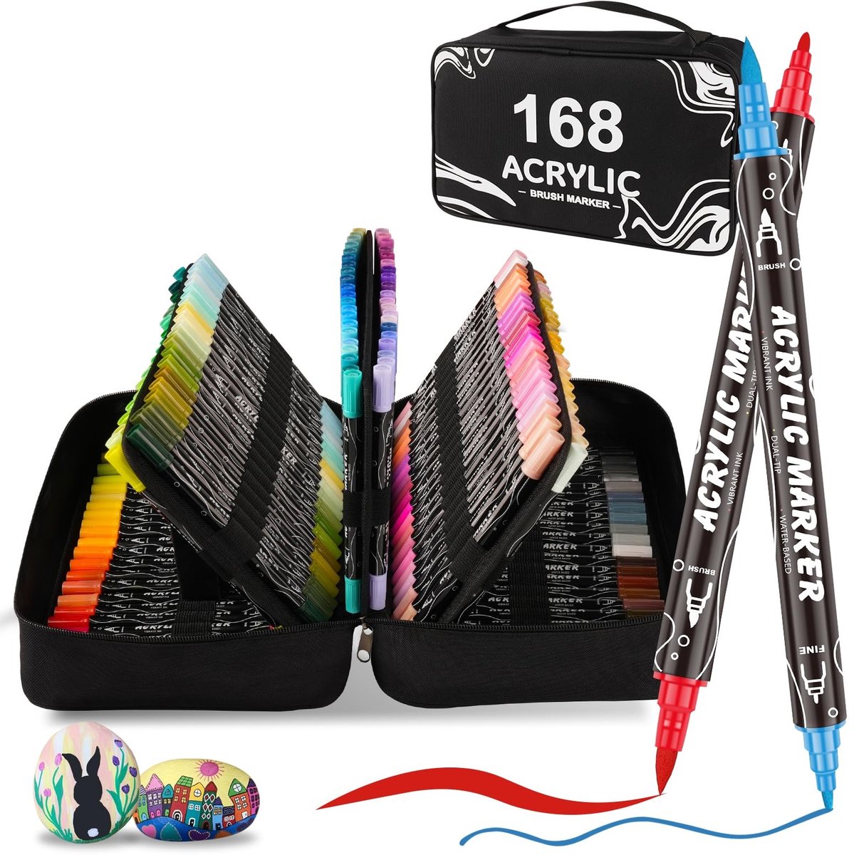 Solidchoice - 168 Kleuren Acrylstiften met Dubbele Punt voor Creatief Gebruik