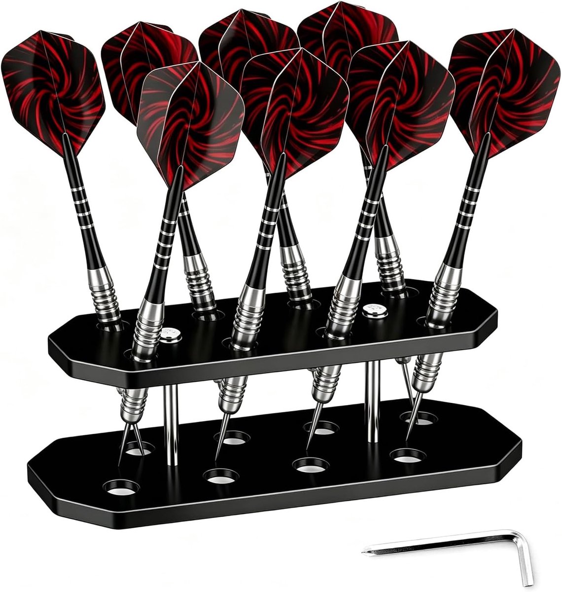 Dartstandaard 16 × 6 × 5,5 cm - acryl - inclusief schroevendraaier - voor 8 darts - ShopVlot