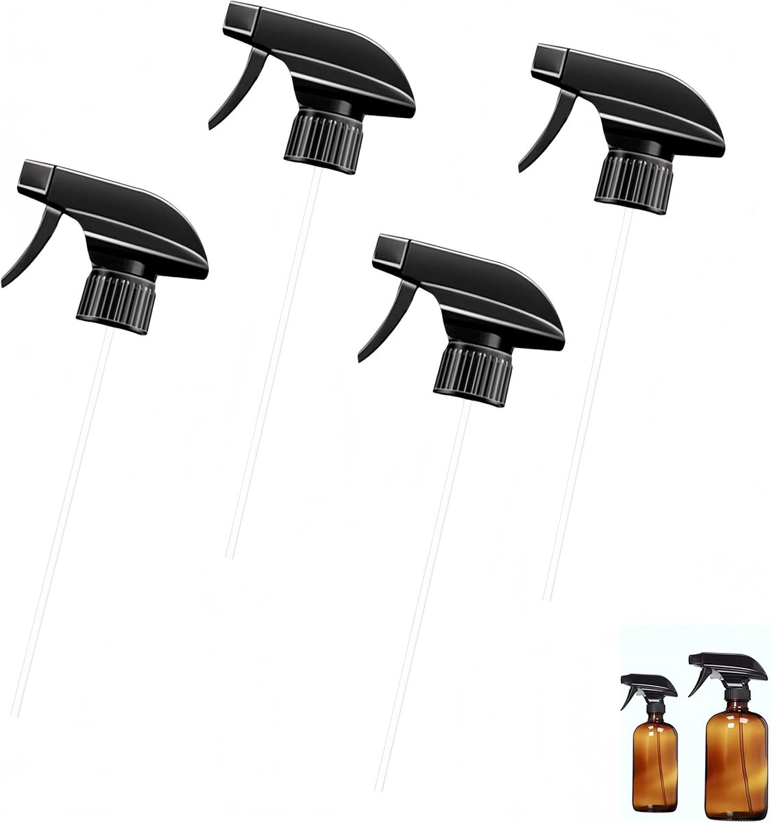 Vervangende spuitfles 4 stuks - universele triggersproeierkoppen - duurzaam aluminium - ideaal voor reiniging - ShopVlot