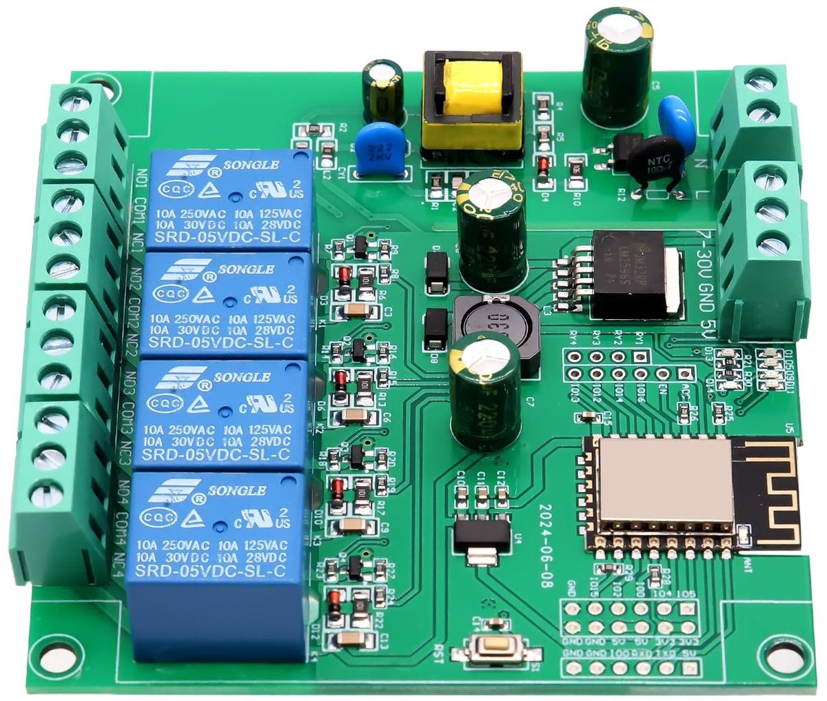 Solidchoice - ESP8266 WiFi 4-Kanaals Relay Module voor Slimme Huizen