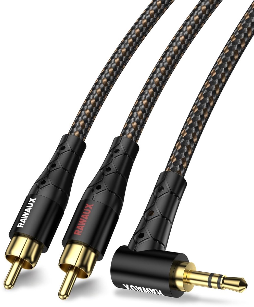 Solidchoice - 1M RCA naar 3.5mm Audiokabel met 24K Goudgeplateerde Connectoren