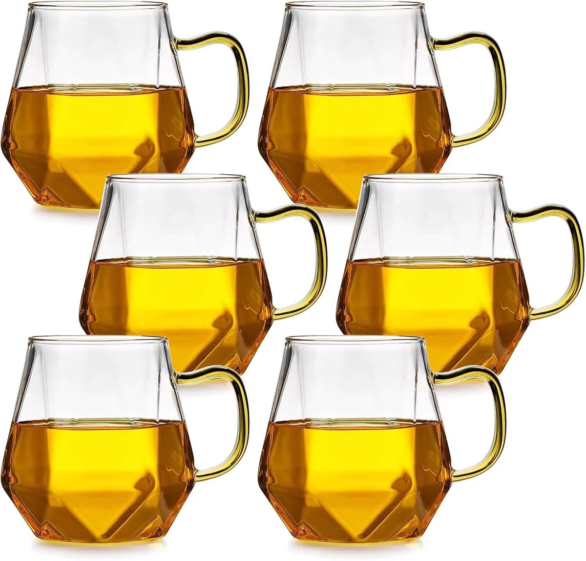 Set van 6 Koffieglazen - Transparant - 350 ml - Hoogwaardig Borosilicaatglas met Handvat - Voor Koffie, Thee en Sap