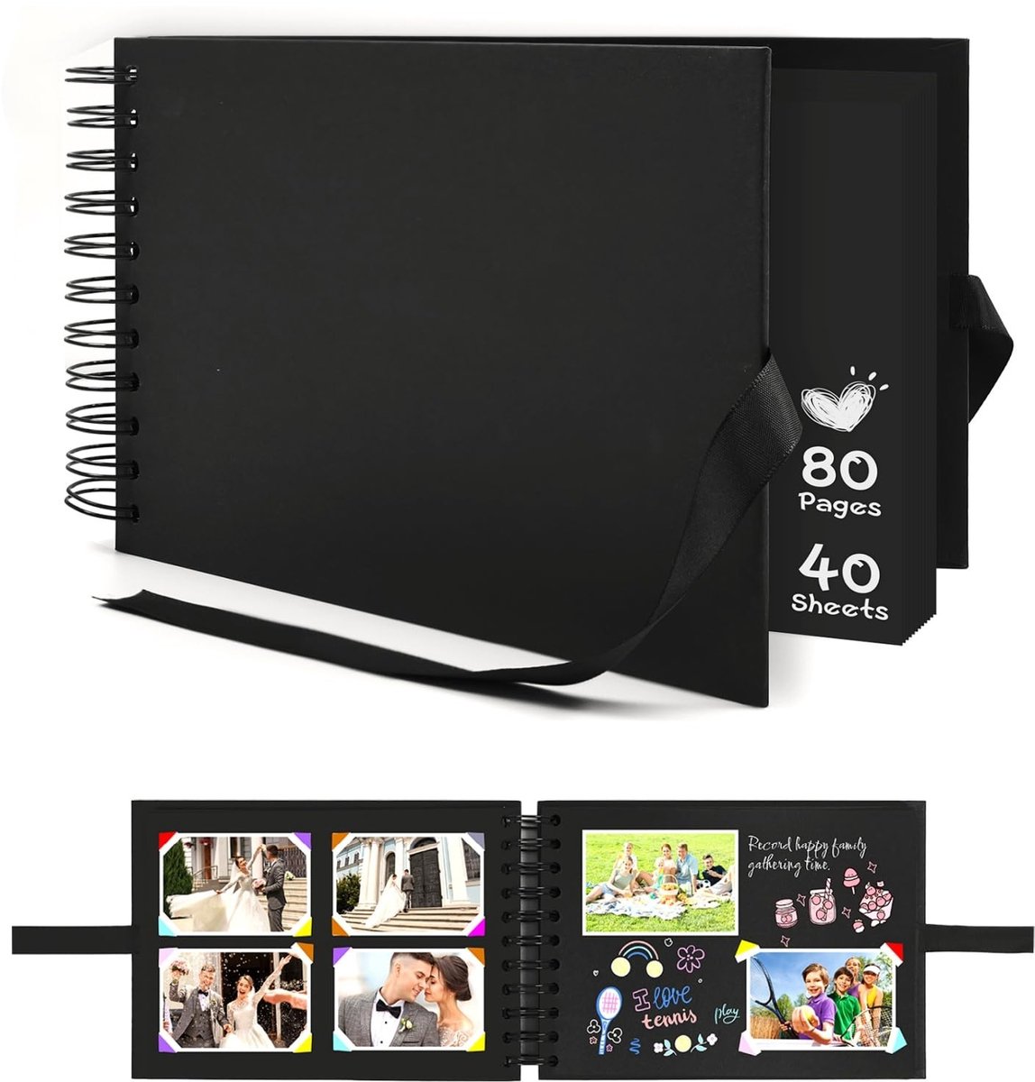 Solidchoice - A4 Fotoalbum voor Scrapbooking met 30 Zwarte Pagina's