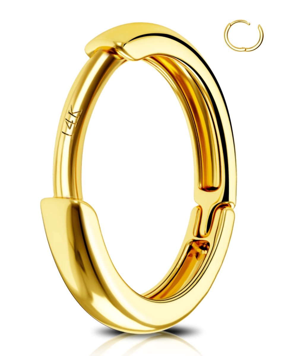 Solidchoice - 14K Gouden Hinge Clicker Ring voor Piercings