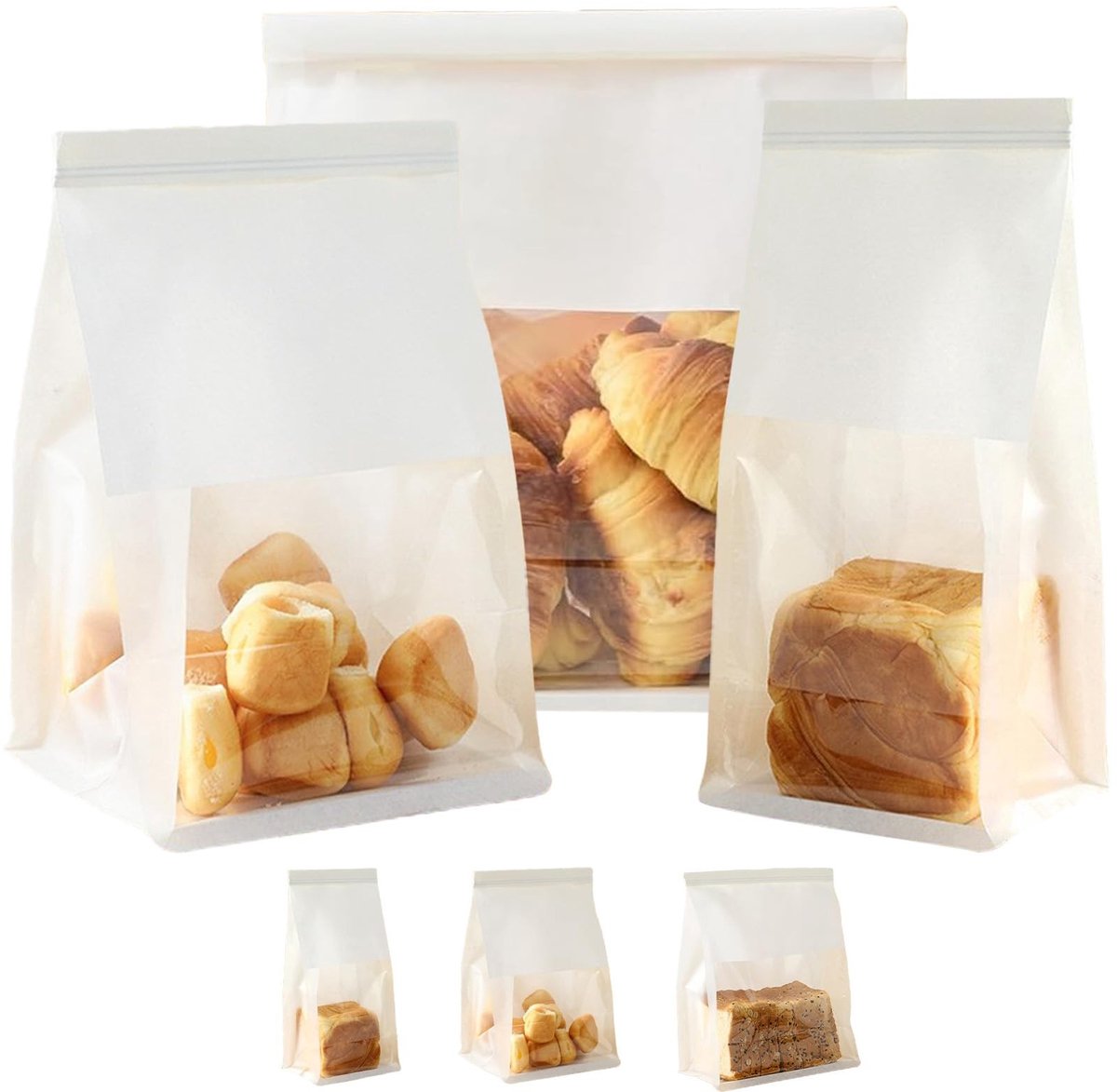 Solidchoice - Set van 30 Kraft Papieren Broodzakken met Raam