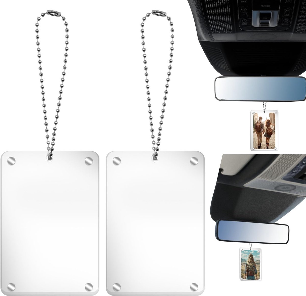 Solidchoice - 2 Stuks Auto Fotohouder met Magnetisch Frame voor Achteruitkijkspiegel