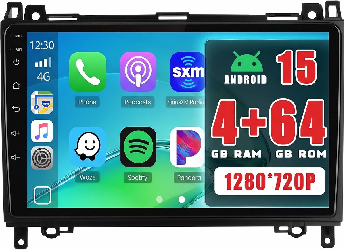 Auto radio 9'' In-Cell touchscreen - 4G+64G Android 15 - draadloze Carplay & Android Auto - verbeterde navigatie - ShopVlot