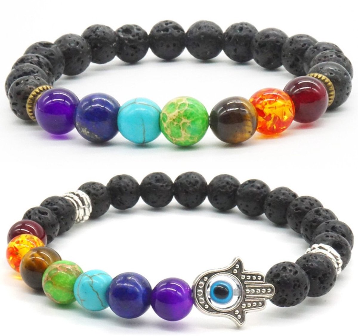 Solidchoice - Natuurlijke Lava Steen Armband met 7 Chakra Kralen