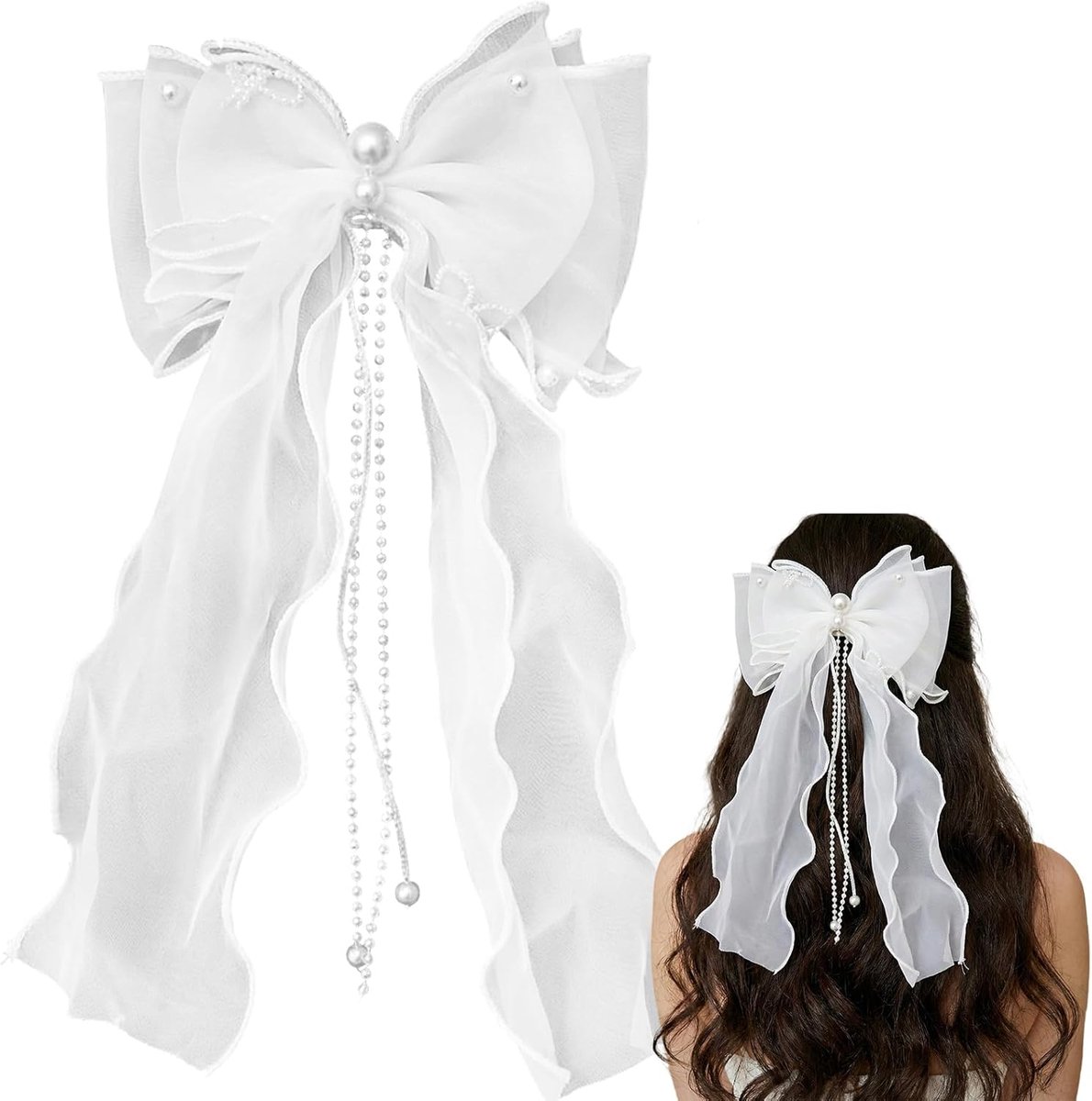 Haarsieraad meisjes - witte parel diadeem - elegante uitstraling - perfect voor communie - ShopVlot