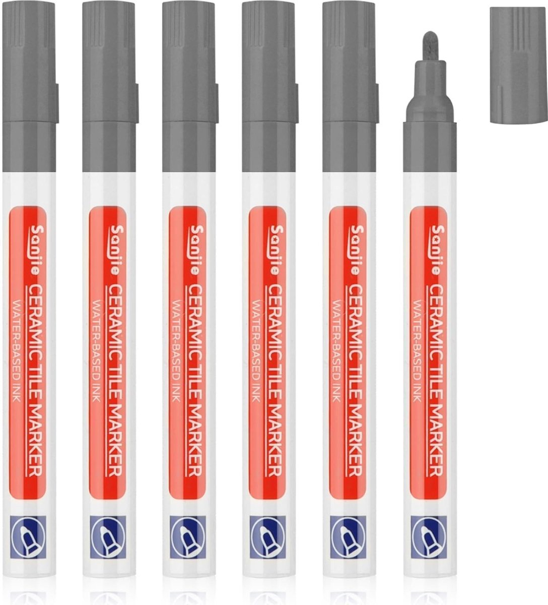 Solidchoice - Set van 6 Grout Pennen Grijs voor Tegelvoegen met Reservepunt
