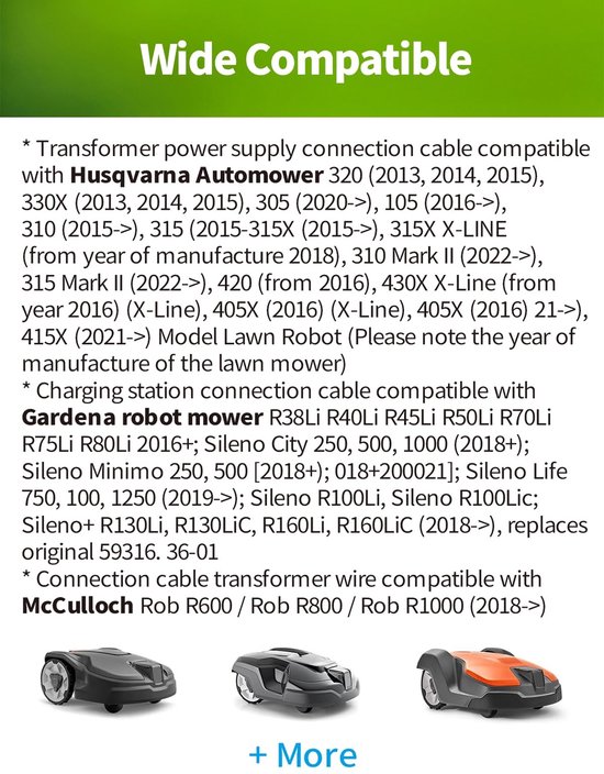 Vervangingskabel voor robotmaaiers - Geschikt voor diverse modellen - Compatibel met merken zoals Husqvarna en Gardena - 10 meter lengte. van Merkloos	 — afbeelding 3