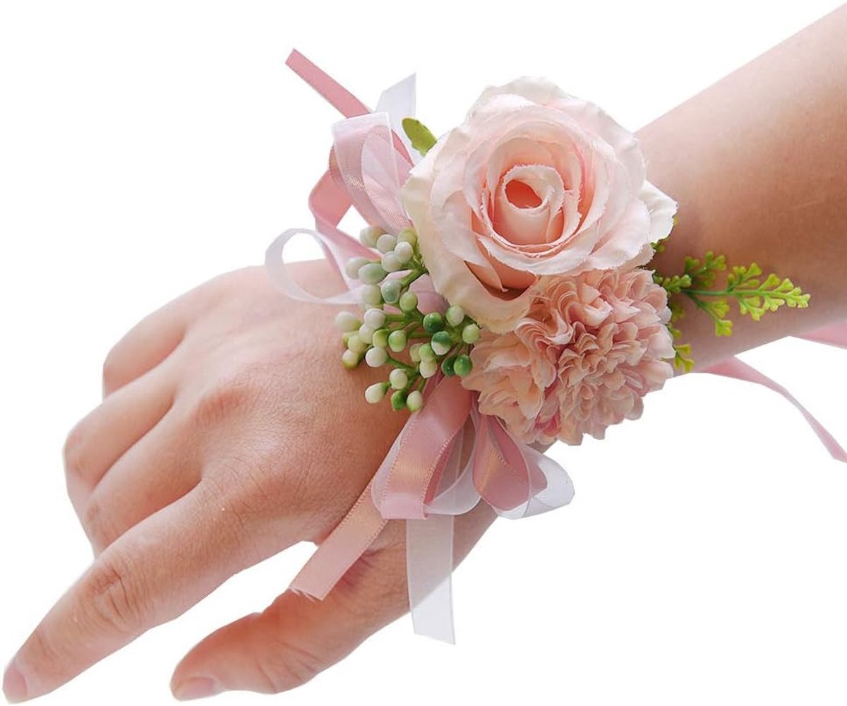 Wrist Flower Bruidsarmband - 6 Stuks - Kunststof - Handgemaakt voor Trouwerij - ShopVlot