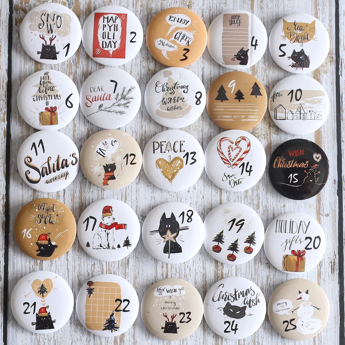 Solidchoice - Advent Kalender Cijfers Knopen voor Zelfgemaakte Advent Calendars