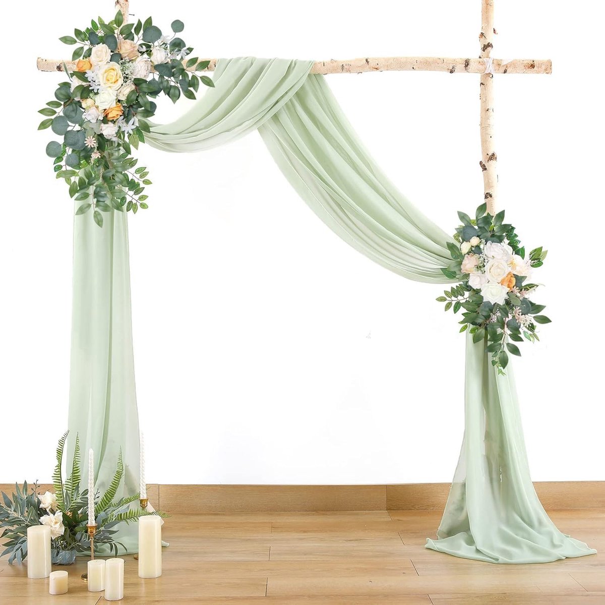 Trouwbooggordijn 75 x 300 cm - chiffon - lichtgewicht en kreukvrij - decoratie voor bruiloften - ShopVlot