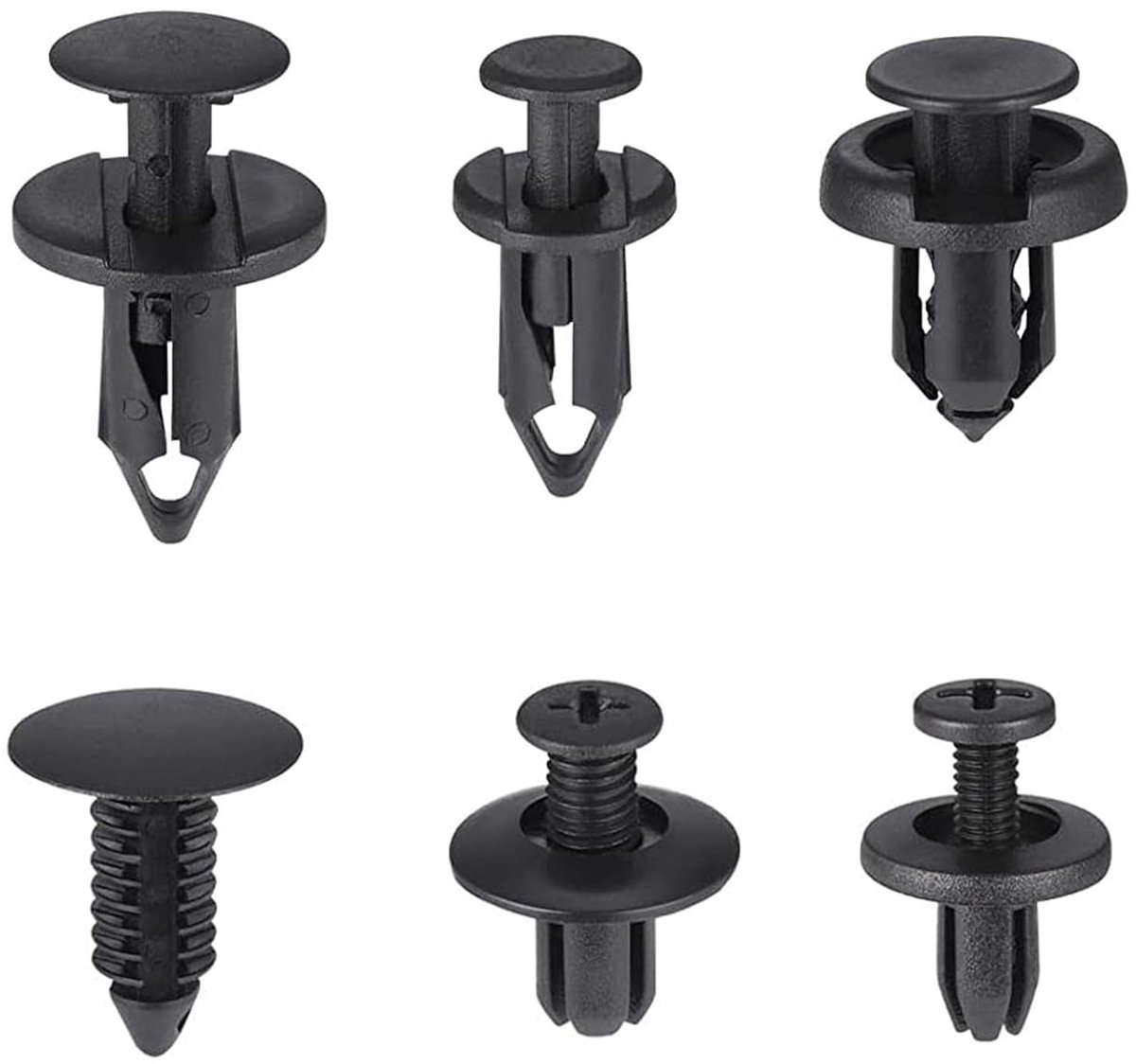 Rivet clips 190 pcs - 6 maten - kunststof - voor bumper en deur - ShopVlot
