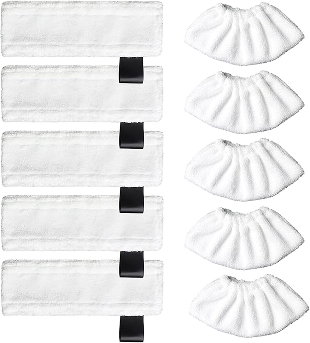Microvezeldoeken set voor Kärcher stoomreiniger - 10 accessoires - 5 vloerdoeken + 5 stofhoezen - ShopVlot