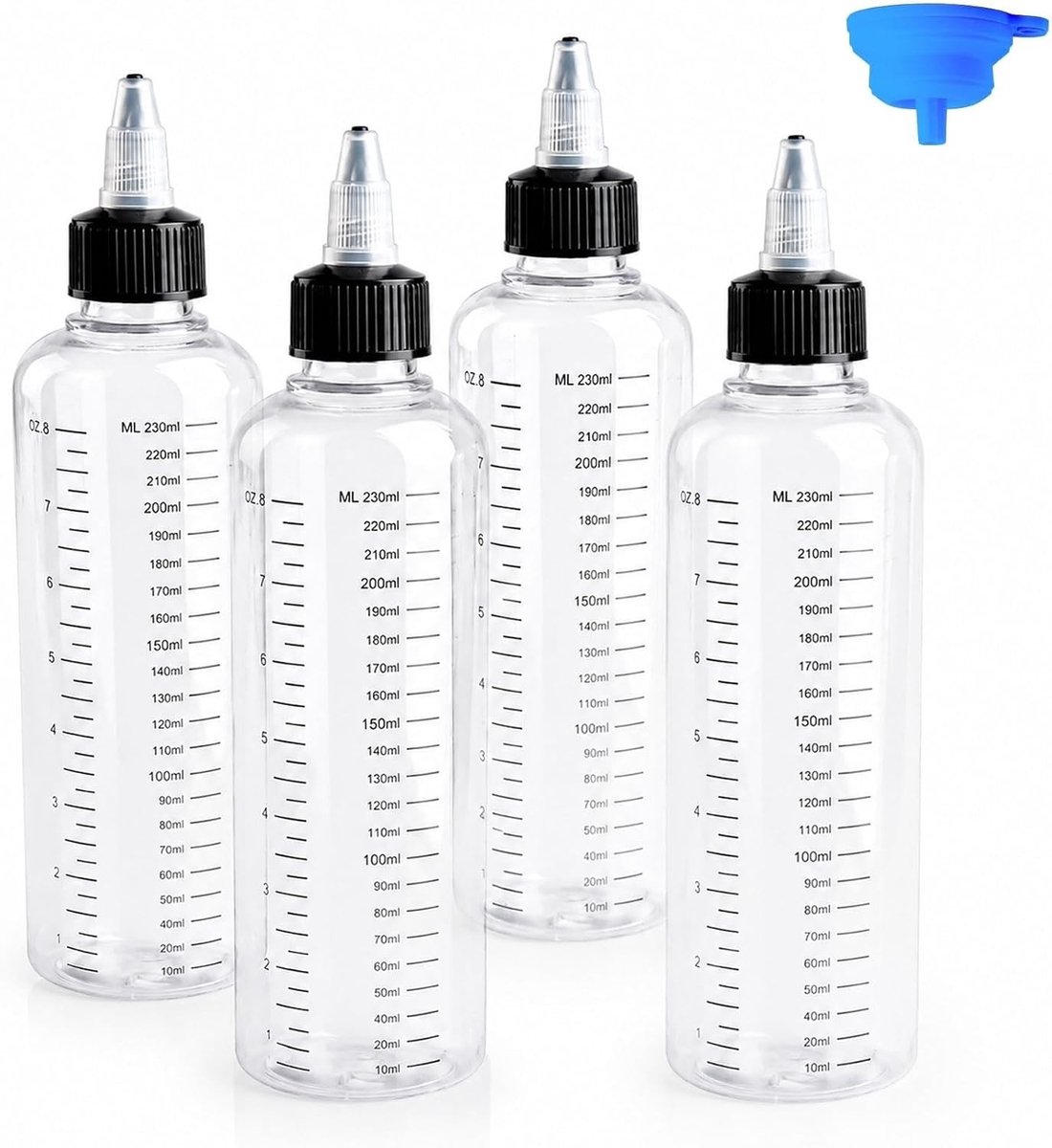 Knijpflessen - Transparant - 250 ml - Kunststof Sausflessen met Doppen - Voor Sauzen en Olie